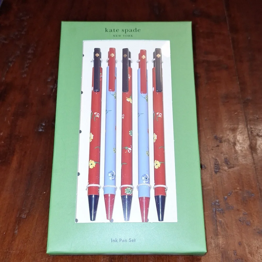 ♠️ Kate Spade Garden Toss set of 5 black ink pens. NEW! - Picture 7 of 7